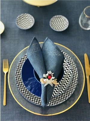 Valerium Simli Indigo Peçete 35X35CM