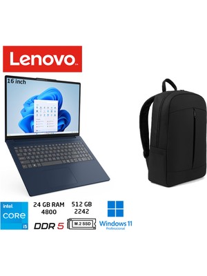 Lenovo ıdeapad Slim 3 Intel Core I5-13420H 24GB 512GB SSD 16" Wuxga IPS W11 Pro 83K2001RTR+DUDDI Çanta