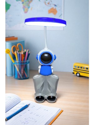 Brumoon Astronot Kalemlik ve Kalemtraşlı Masa Lambası Mavi
