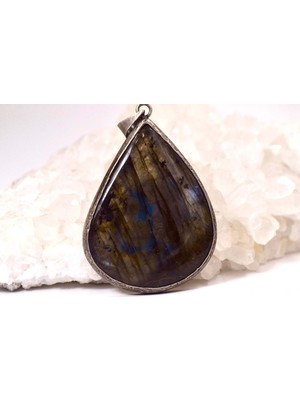 Doğaltaş Labradorit Gümüş Kolye Özel Tasarım