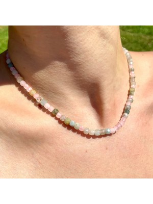 Doğaltaş Akuamarin Morganit Kolye