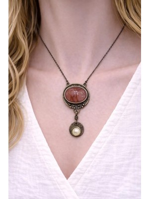 Doğaltaş Akik (Agate) Taşı Gümüş Kolye (Özel Seri)