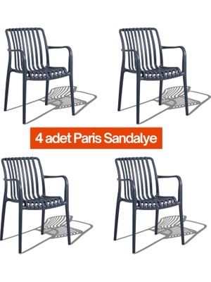 Retro Art Paris Kollu Sandalye 4 Adet – Bahçe Balkon Kafe Sandalyesi Uv Katkılı Istiflenebilir Plastik