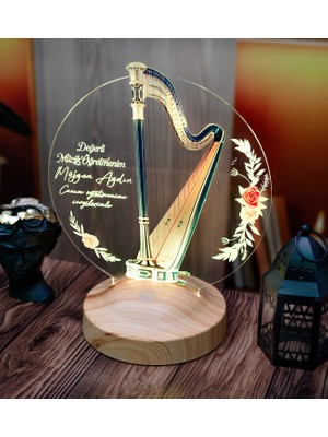 Arp Figürlü Kişiye Özel LED Lamba  Müzisyenler ve Müzik Öğretmenleri Için Özel Tasarım Hediye