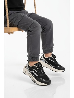 Promax Siyah Misina Bağcıklı Fileli Hafif Erkek Çocuk Spor Ayakkabı 2036 F