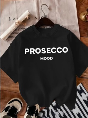 MiraLive Miray- Baskılı Oversize Bisiklet Yaka T-Shirt - Siyah