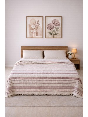 Medaillon Home Yeşil 4 Katlı Müslin %100 Pamuklu Çift Taraflı Yatak Örtüsü - Pike 220X240