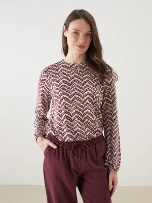 Lc Waikiki Yeni Sezon Bisiklet Yaka Desenli Kadın Bluz