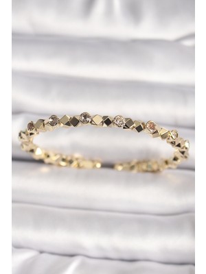 Ayder Timya Pirinç Gold Renk Zirkon Taşlı Küp Dorika Model Kadın Bileklik - TJ-BB6635 TG/Tmy229466