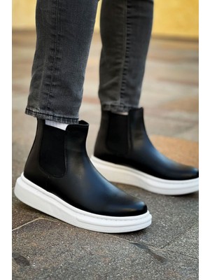 Zerenyus ZRC613 - Premium Erkek Chelsea Bot Siyah Beyaz