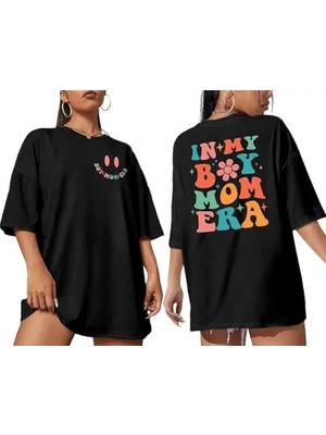 MiraLive Miray- Bisiklet Yaka Kısa Kol Baskılı T-Shirt - Siyah