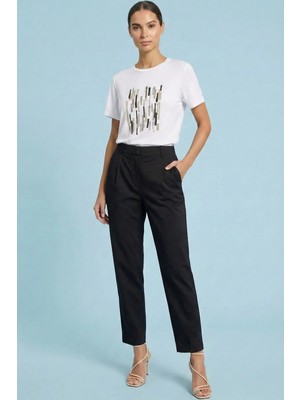 Guitar Yandan Cepli Siyah Poplin Pantolon