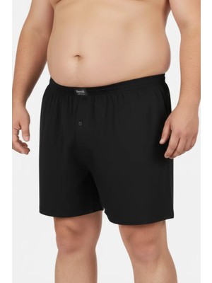 Balkonda Erkek Şort Külot Battal Beden %100 Pamuklu Cotton 3'lü Paket Düğmeli Rahat Model - Berrak