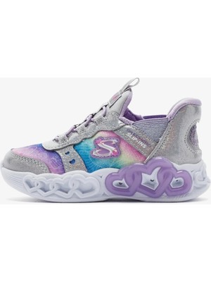 Skechers Infinite Heart Lights Eternal Shimmer Kids Sneaker Cırt Cırtlı Işıklı Çocuk Ayakkabısı Gri Pembe