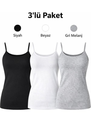 Tutku Elit  Kadın Modal Elastan Likralı Pamuklu Ip Askılı Atlet 3'lü Paket