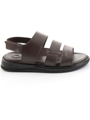 Bambi Kahve Hakiki Deri Erkek Sandalet E05433501043