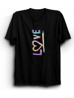 MiraLive Miray- Sevgililer Günü Için Özel Tasarım Love Baskılı T-Shirt - Siyah