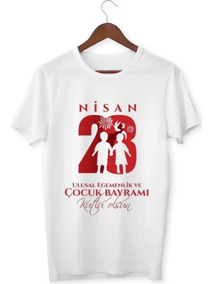 Alpşan Ticaret 23 Nisan Çocuk Tişörtü Kız Erkek Beyaz Çocuk Tshirt 23 Nisan