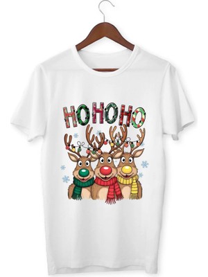 Alpşan Ticaret Ho Ho Ho Yeni Yıl Tişört Merry Christmas T-Shirt Çocuk Yetişkin Beyaz T-Shirt Unisex Çocuk Tişört