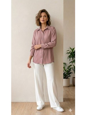 Ruhaay Kadın Rahat Kesim Cepli Gömlek Uzun Kollu