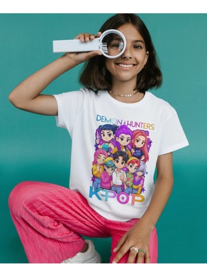 Alpşan Ticaret K-Pop Demon Hunters Baskılı Çocuk Tişört Huntrix Çocuk T-Shirt