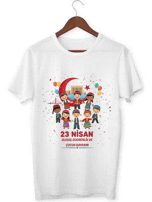 Alpşan Ticaret 23 Nisan Çocuk Tişörtü Kız Erkek Beyaz Çocuk Tshirt 23 Nisan