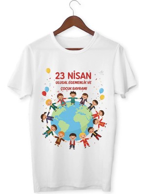 Alpşan Ticaret 23 Nisan Çocuk Tişörtü Kız Erkek Beyaz Çocuk Tshirt 23 Nisan