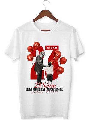 Alpşan Ticaret 23 Nisan Çocuk Tişörtü Kız Erkek Beyaz Çocuk Tshirt 23 Nisan