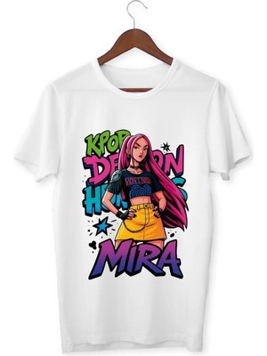 Alpşan Ticaret Huntrix Anime Tişört Mira Karakterli Kız Çocuk Beyaz Tişört