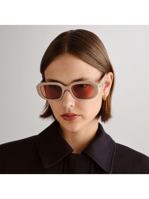 Gucci GG1535S 003 54-20 Kadın Kahverengi Mat Camlı Bej Asetat Dikdörtgen Güneş Gözlüğü