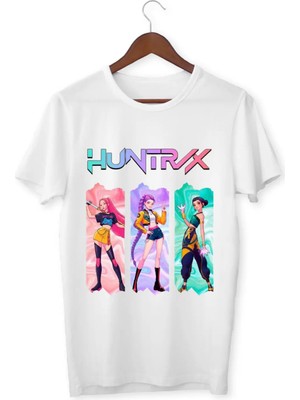 Alpşan Ticaret Huntrix Anime Tişört - Rumi Mira Zoey Karakterli Kız Çocuk Beyaz Tişört