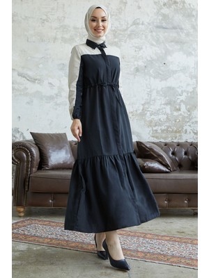 inStyle Malinda Gömlek Yaka Elbise - Siyah