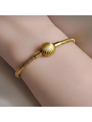 Bontexs Kadın Altın Kaplama Kalp Figürlü Italyan Yılan Zincir Bileklik