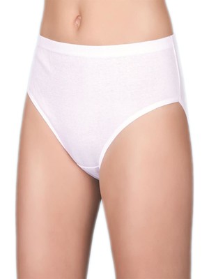 Berrak Kadın Beyaz Ribana Yüksek Bel Bato Külot ELF568BER2064B86B87-BEYAZ-3XL