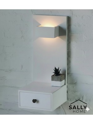 Sally Home Işıklı Yatak Yanı Ünitesi - Askılı Komodin ve Aplik Raf
