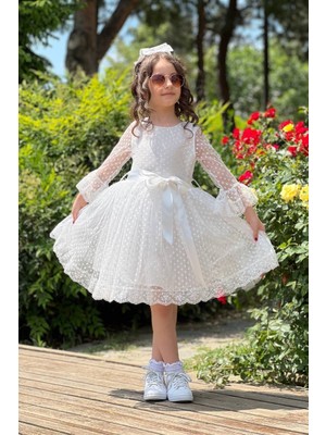 Abiye Kids Beyaz Prenses Model Çocuk Abiye Özel Olaylar İçin Şık Silüet
