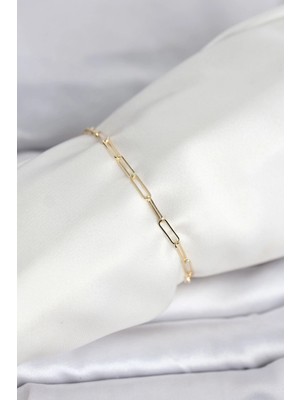 Mercansa cm 14K Gold Renk Ataç Zincir Model Kadın Bileklik