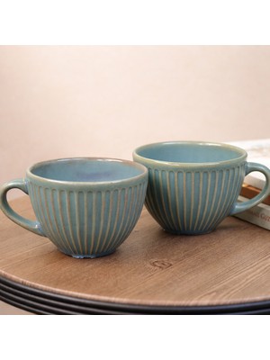 Giftmoda Mint Dokulu Seramik Kupa 2'li
