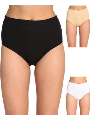 Berrak Kadın Karışık 6'lı Paket Pamuk Ribana Yüksek Bel Bato Külot-Karışık-3xl