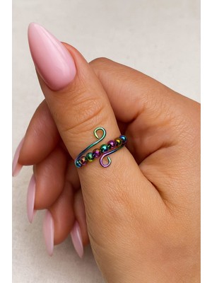 Didemmce Stres Yüzüğü, Rahatlatıcı, Anksiyete Azaltıcı, Dönen Boncuklu, Ayarlanabilir Çelik Yüzük