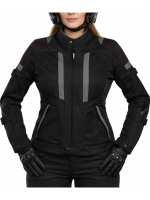 Tech90 Vecton Kadın 4 Mevsim Korumalı Kevlar Motosiklet Montu Su Geçirmez Aramid Kumaş L Beden