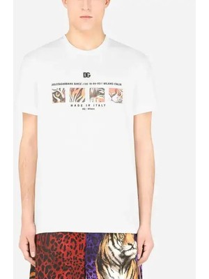 Dolce & Gabbana Cotton T-Shirt With Tiger Print