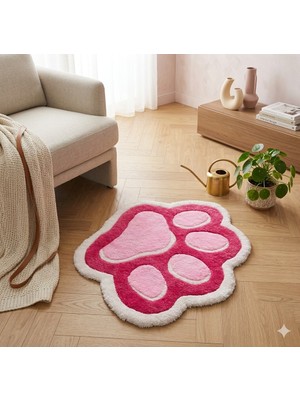 El Yapımı Sevimli Pati Tasarımlı Yumuşak Dekoratif Halı