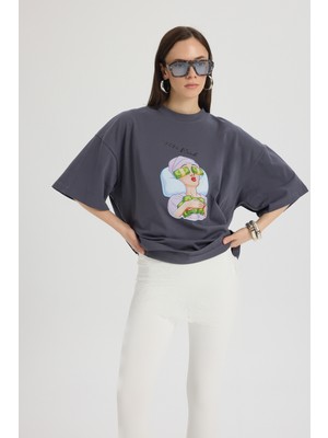 Mai Mood Oversize Füme T-Shirt