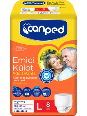 Canped Emici Külot 8 Adet Large Büyük Hasta Bezi
