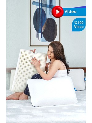 Bera Yatak Airlüks Hava Kanallı Boyun Fıtığı Boyun Düzleşmesi Için Ortopedik Visco Yastık 59x39x15Cm