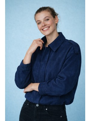 Oversize Kalıp Süet Bomber Ince Ceket Mont