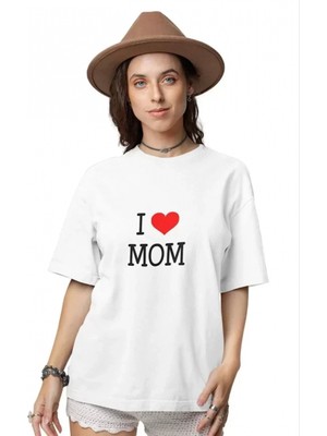 MiraLive Miray- Unisex Bisiklet Yaka Baskılı Oversize T-Shirt - Beyaz