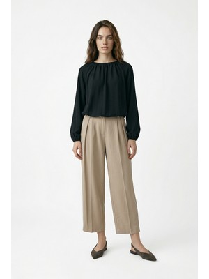 ALLDAY Siyah-Yakası Büzgülü Bluz