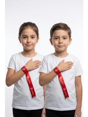 23 Nisan 29 Ekim ve Özel Günler Için Lastikli Atatürk\'lü ve Kurdeleli Çocuk Bilekliği 2 Li